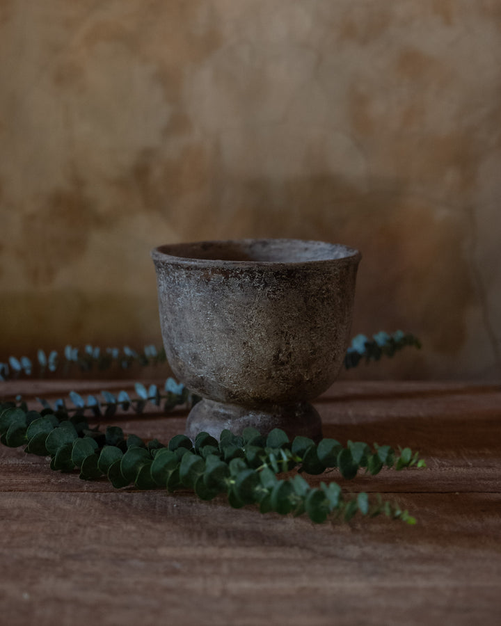 Sade Dark Brown Combination Vase, hay-fired terracotta
