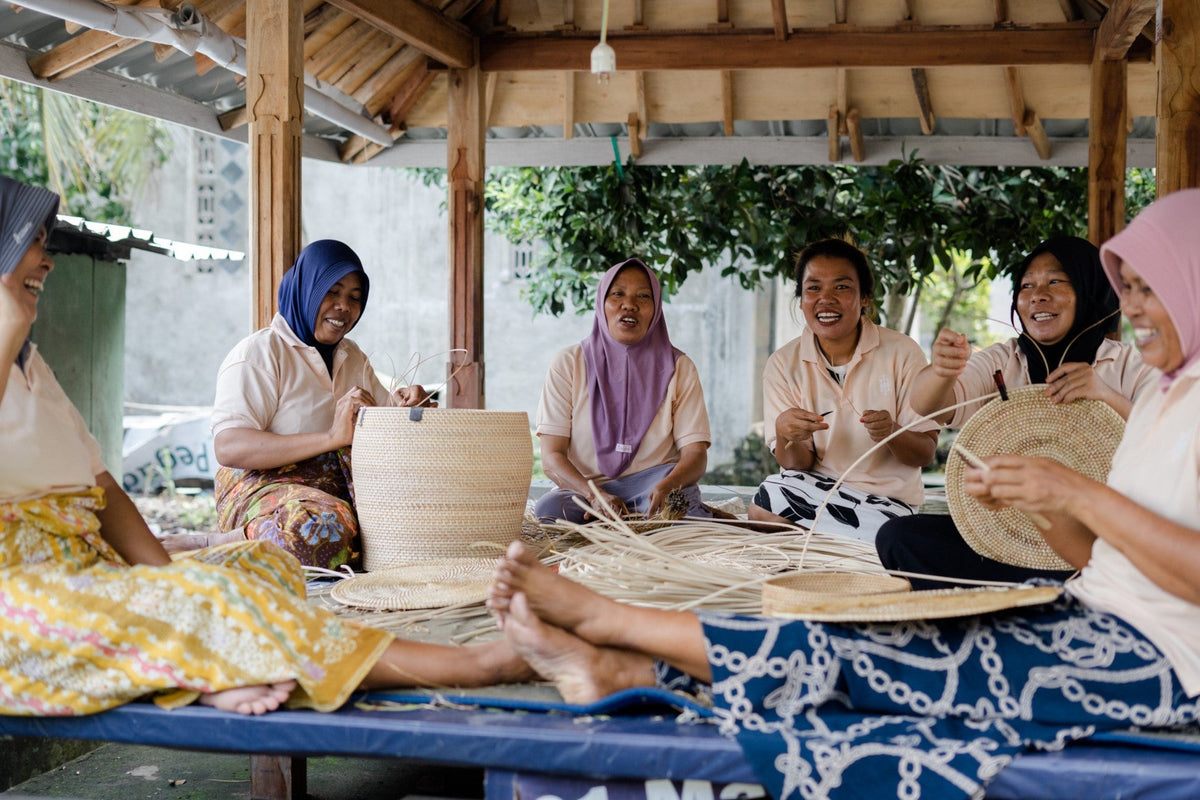 A rattan weaver at work