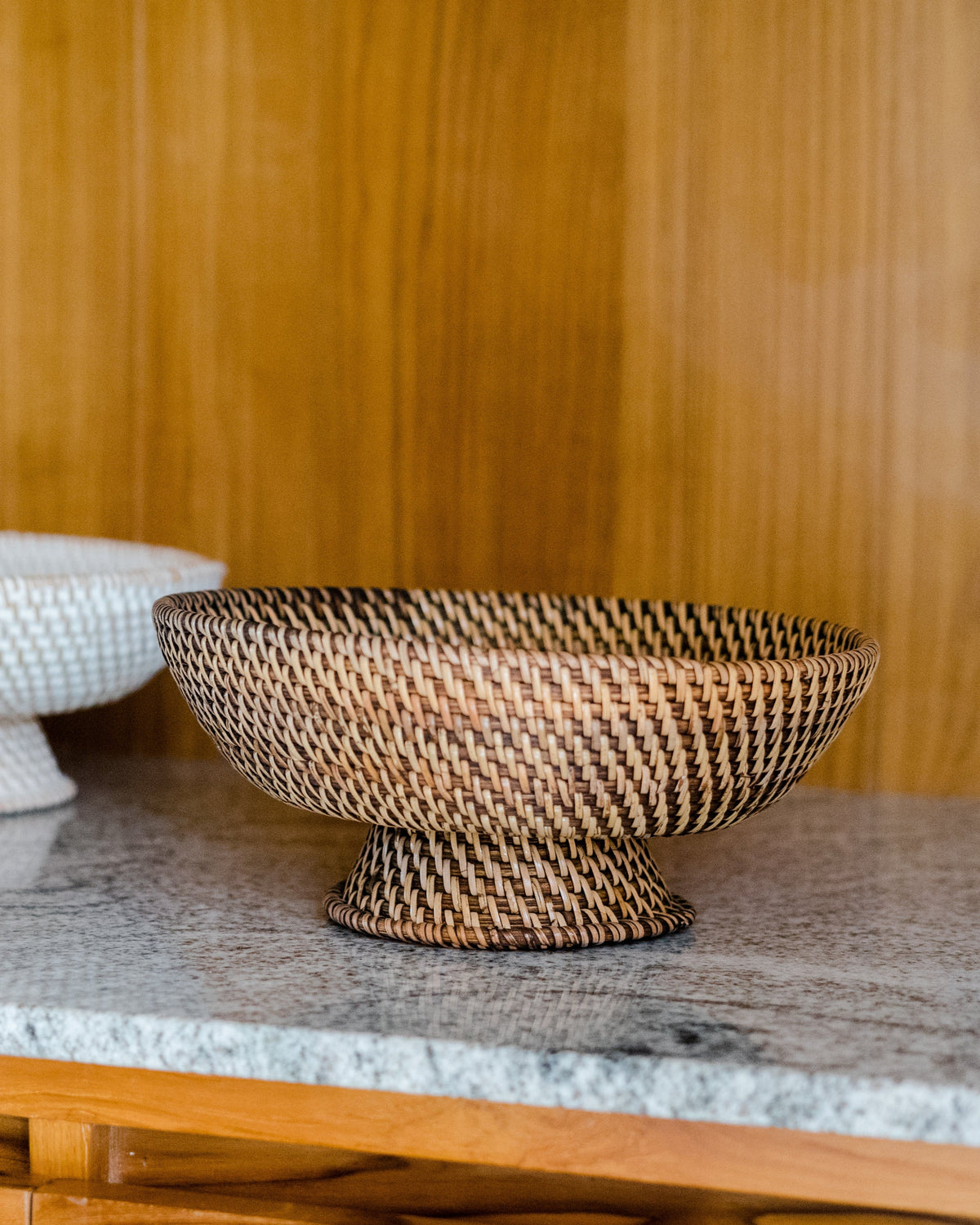 Talise Footed Bowl, handwoven rattan