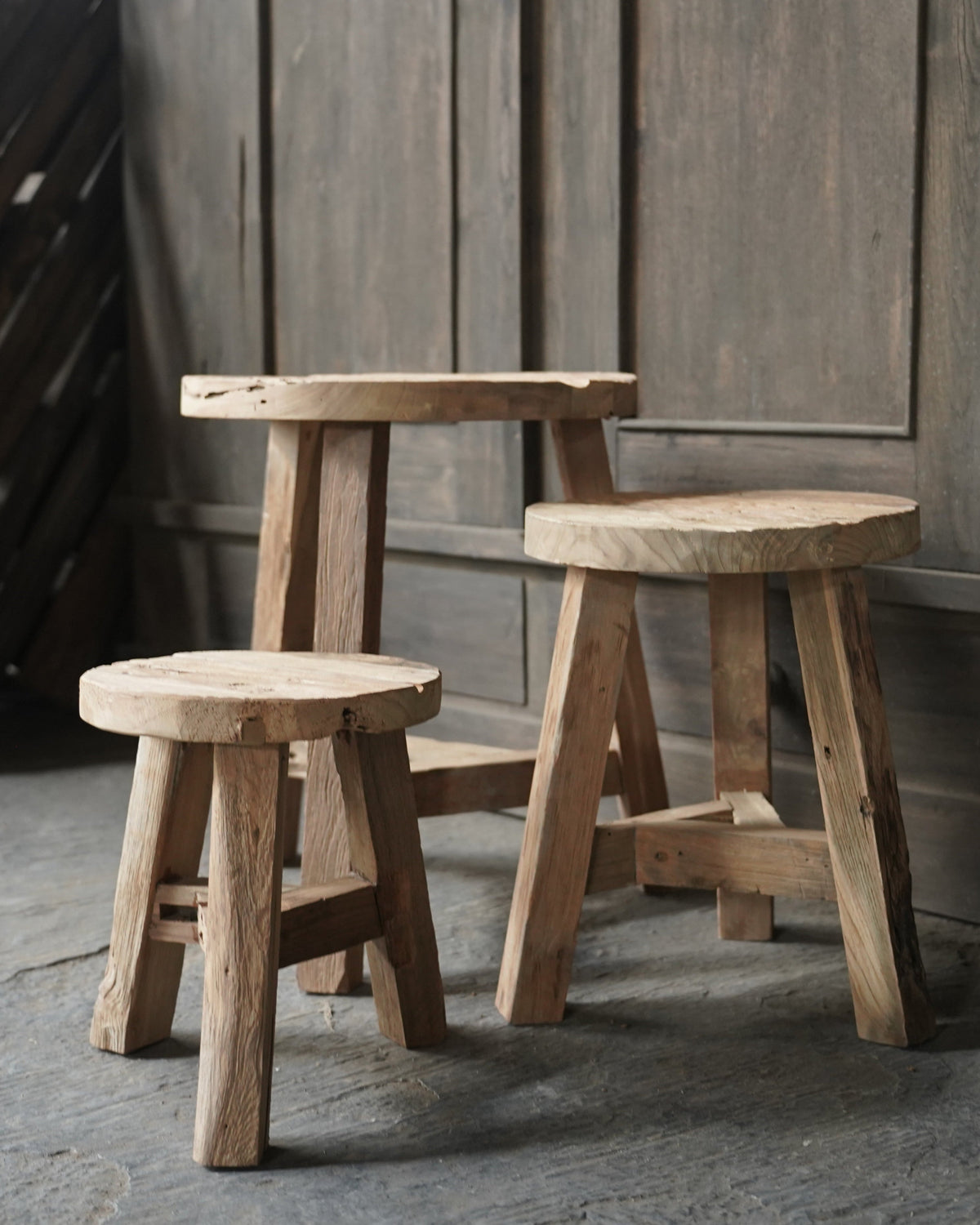 Reclaimed Teak Round Stool, made by hand in Java