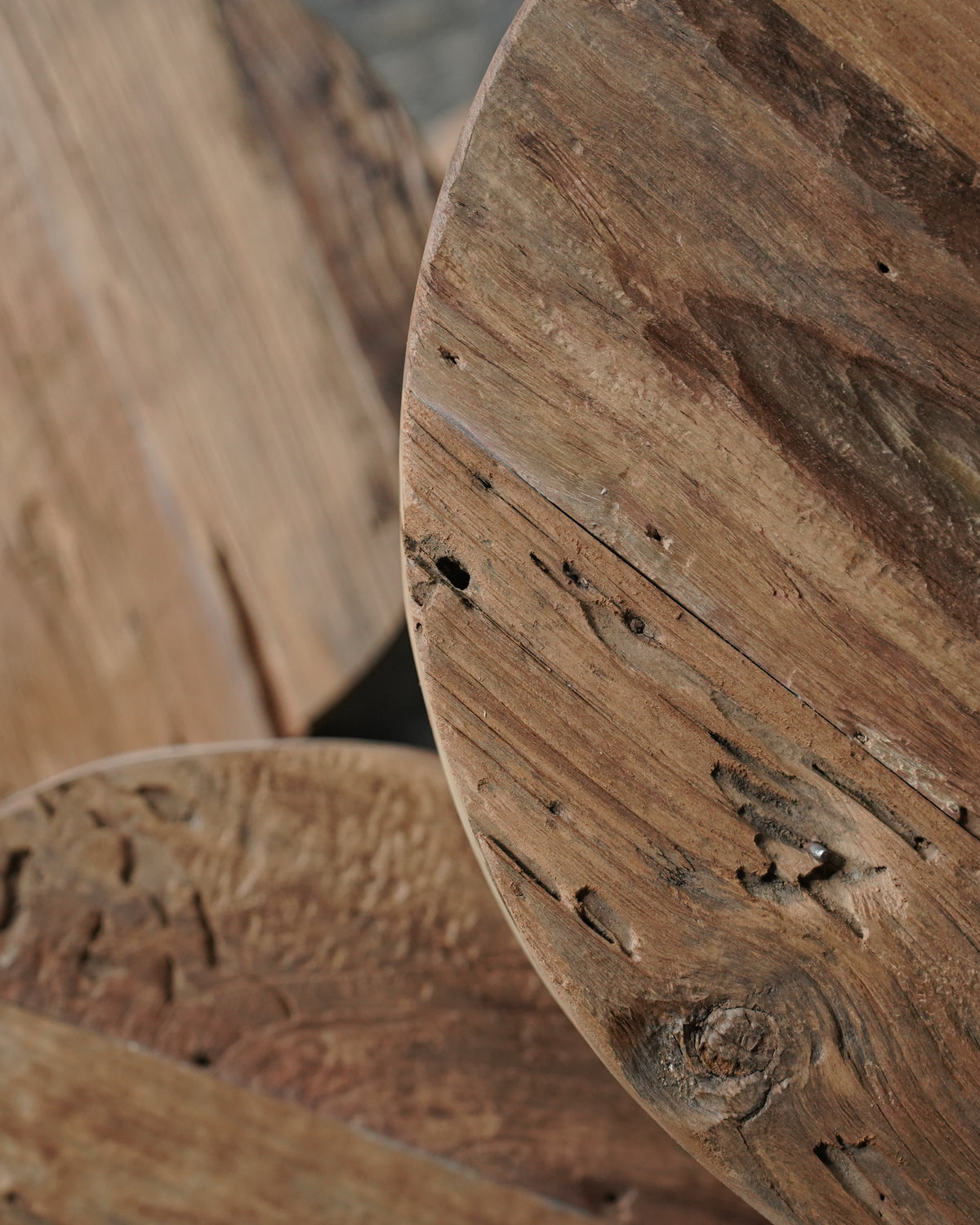 Reclaimed Teak Round Stool, made by hand in Java