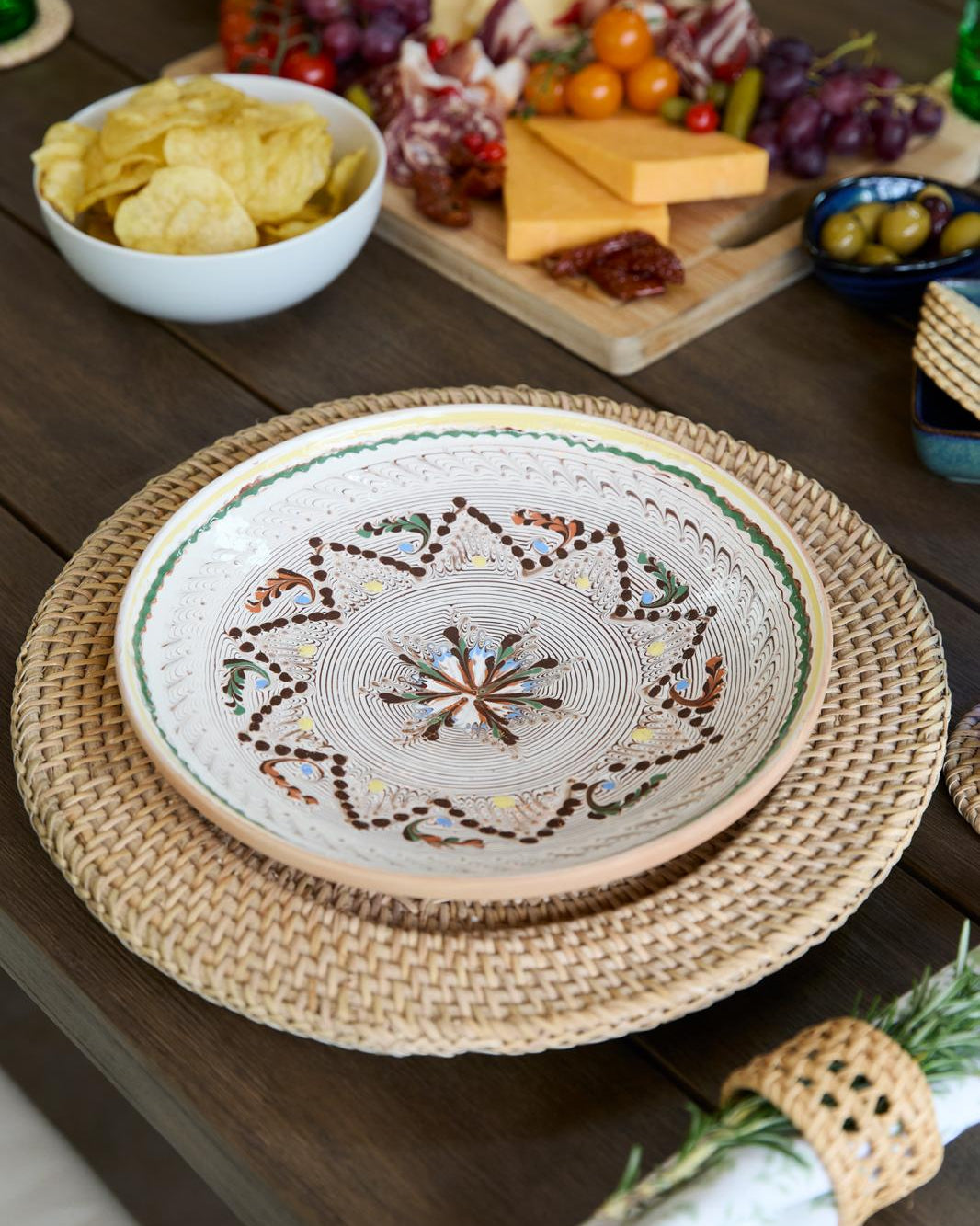 Thalassa Plate Charger Set of 2 in Natural, handwoven rattan