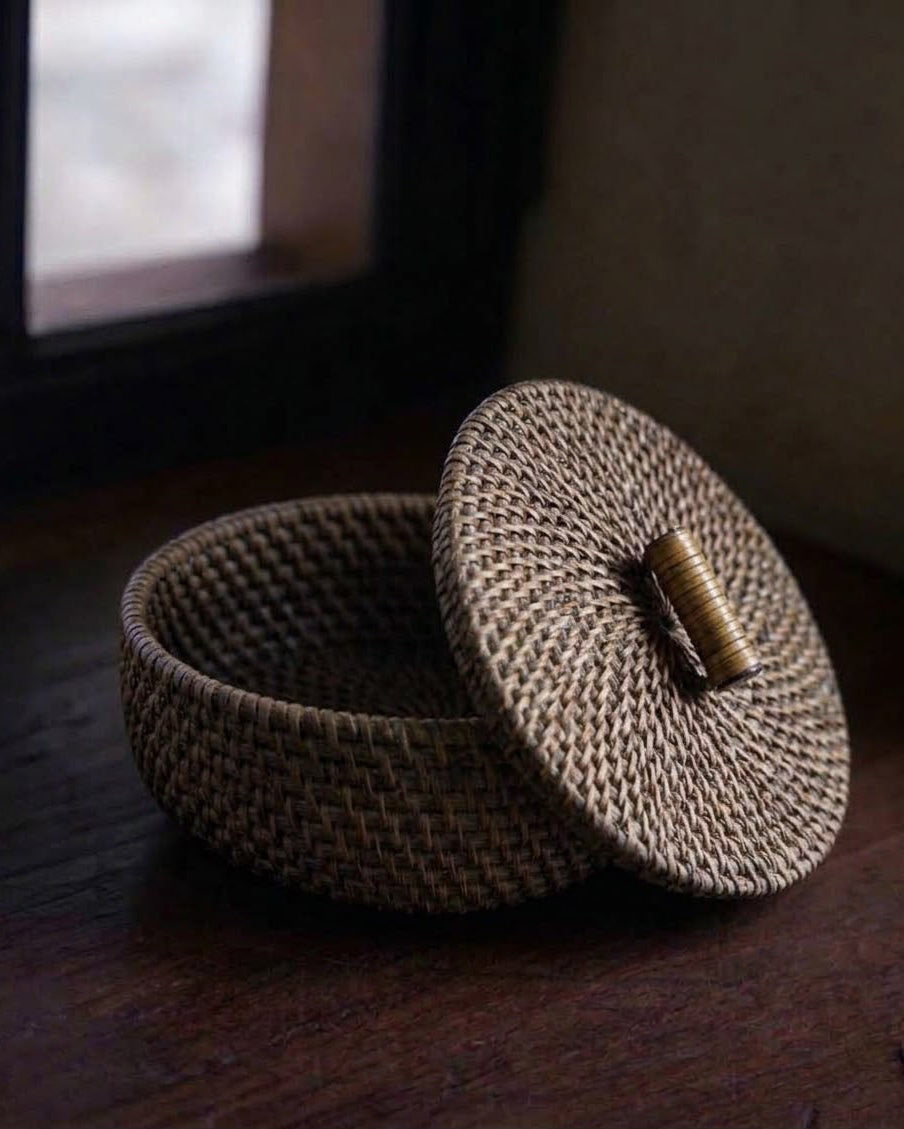 Masoni Trinket Holder, handwoven rattan