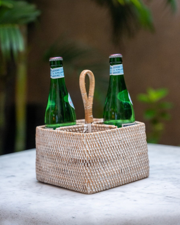 Natuna Cutlery or Bottle Holder, handwoven rattan