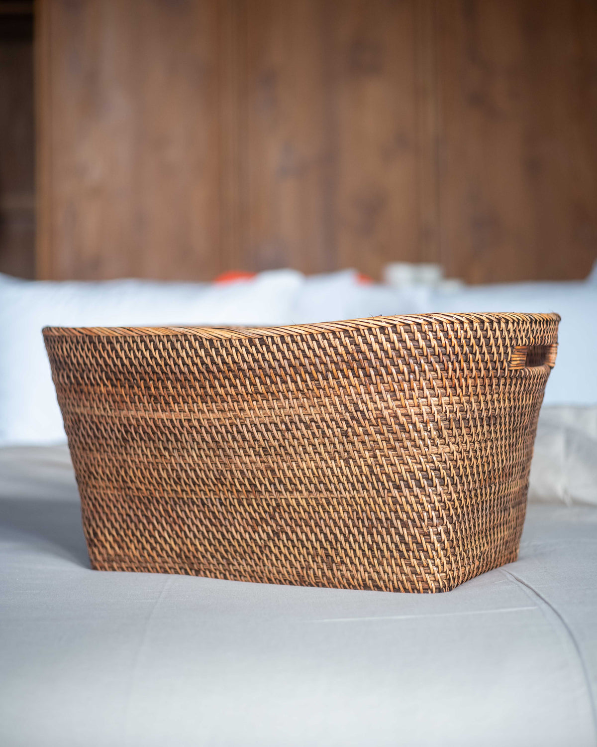 Natuna Linen Basket, handwoven rattan
