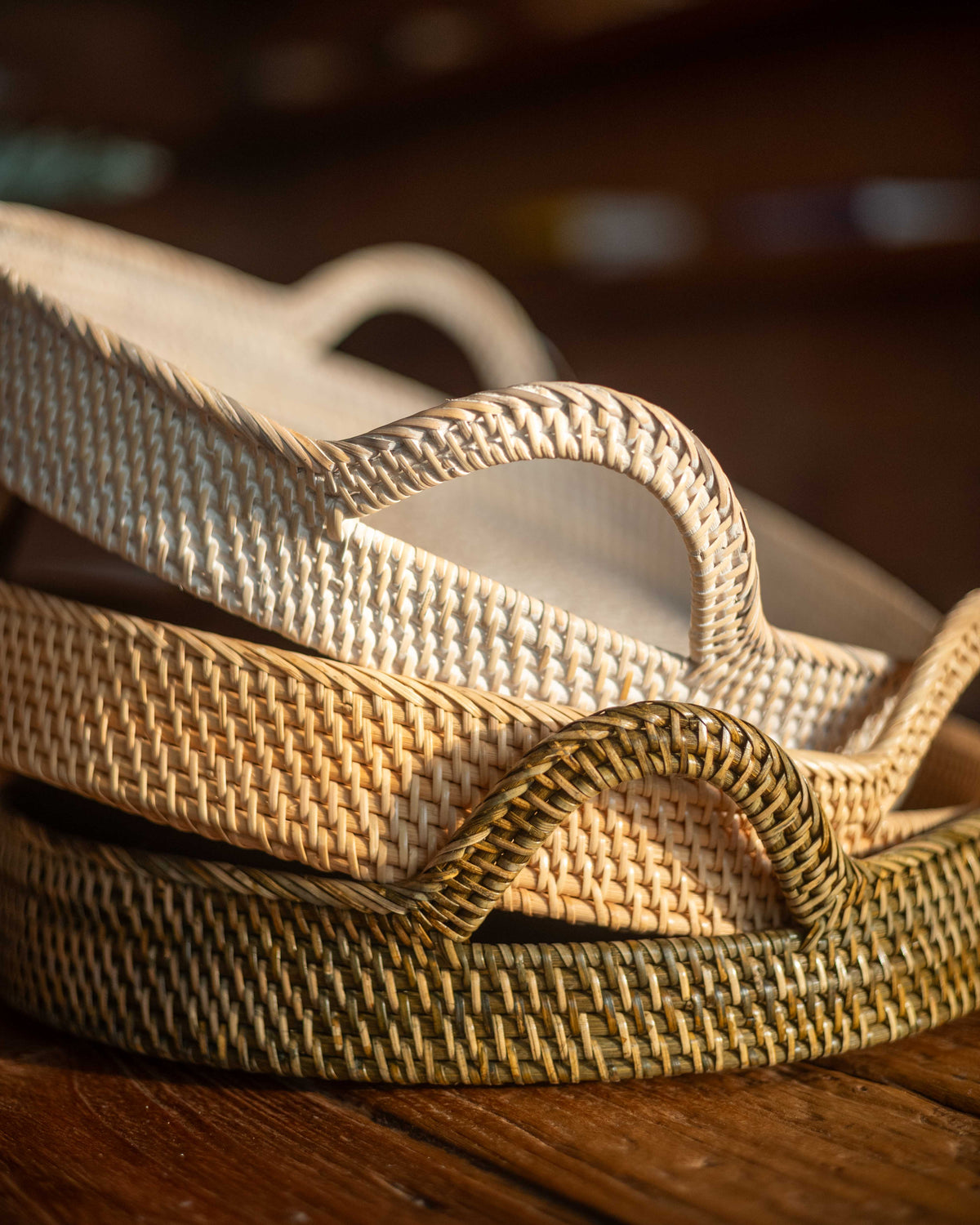 Natuna Tray, handwoven rattan