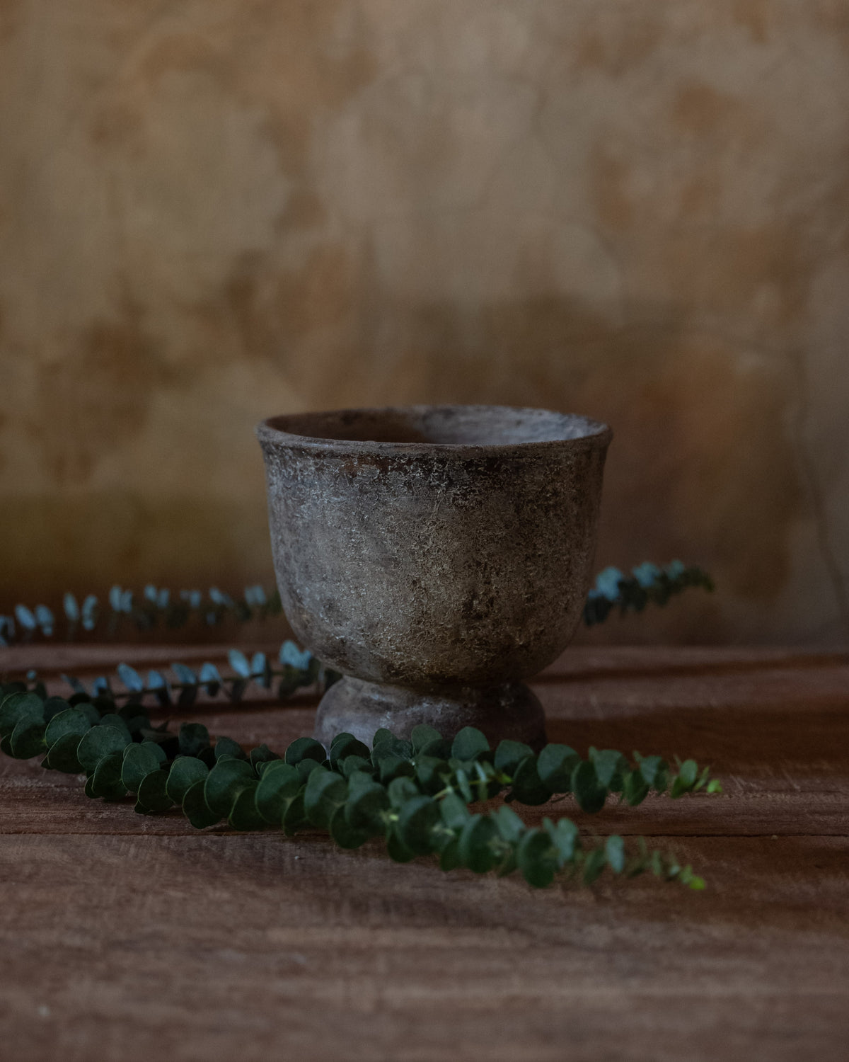 Sade Dark Brown Combination Vase, hay-fired terracotta
