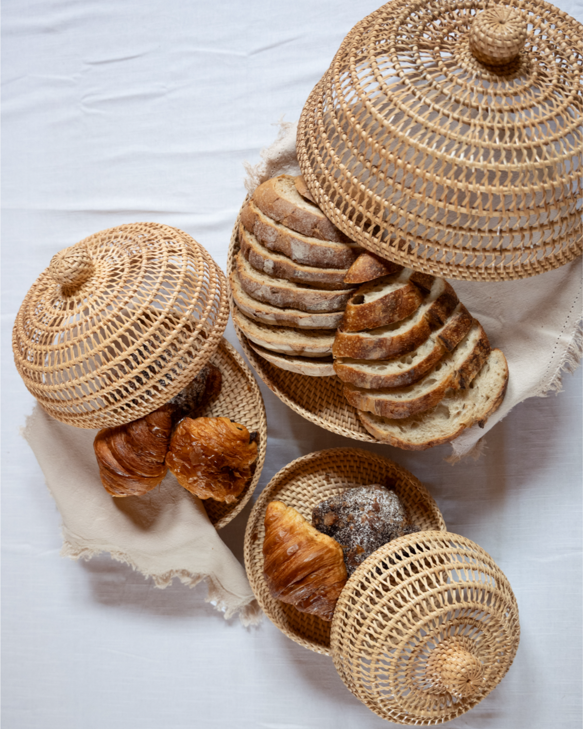 Marlow Cake Cover and Stand, handwoven rattan