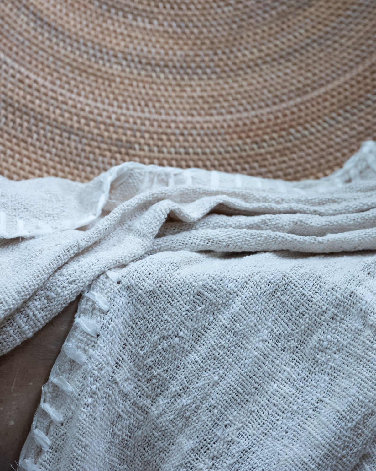 Raw Cotton Hand Woven Throw, made from hand-spun cotton