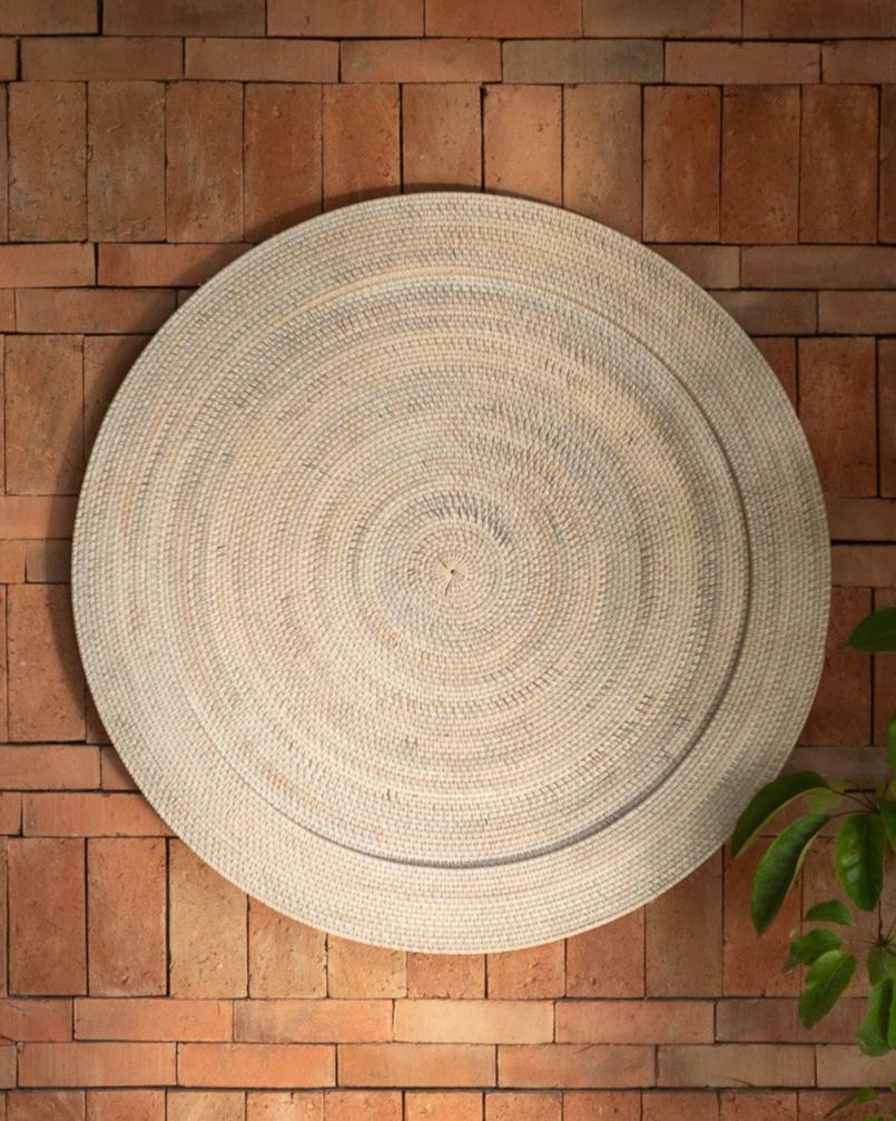 Talise Rattan Wall Decor in White Wash, woven by hand