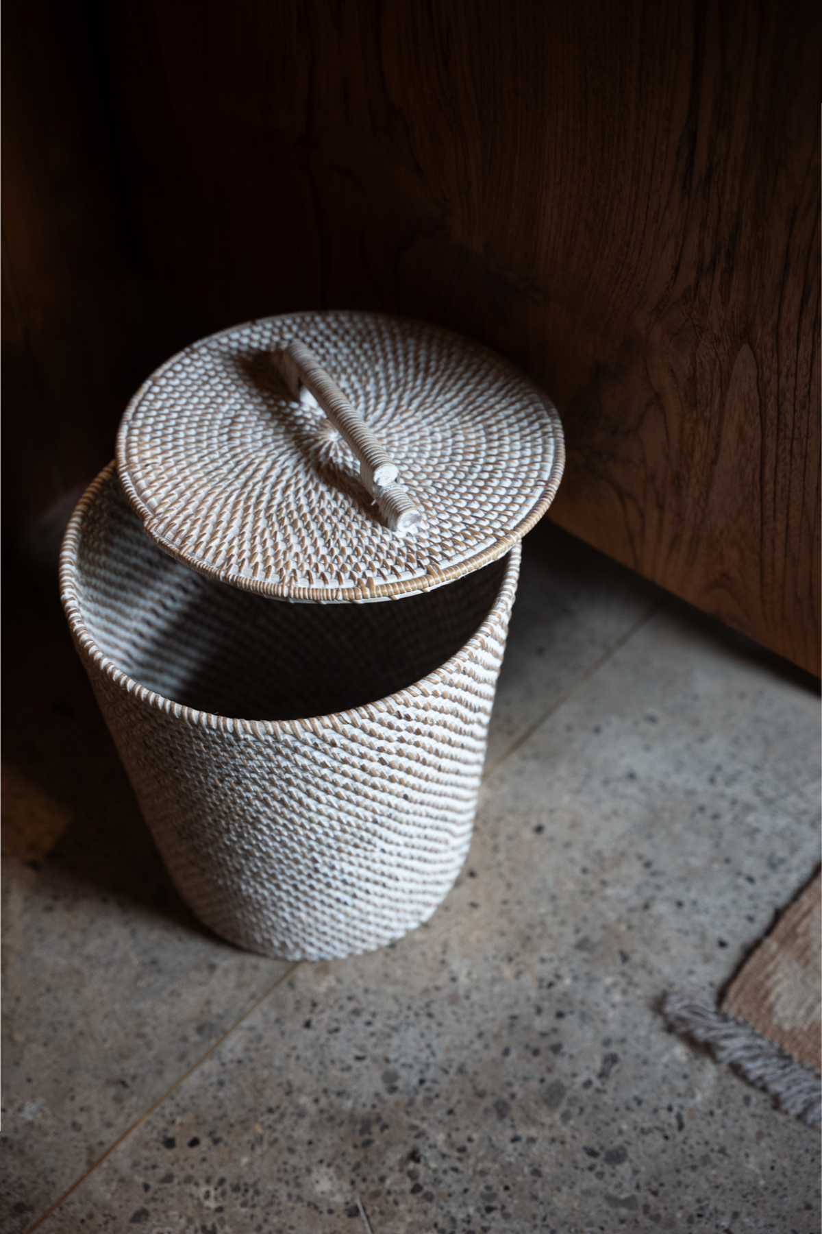Masoni Paper Bin, handwoven rattan