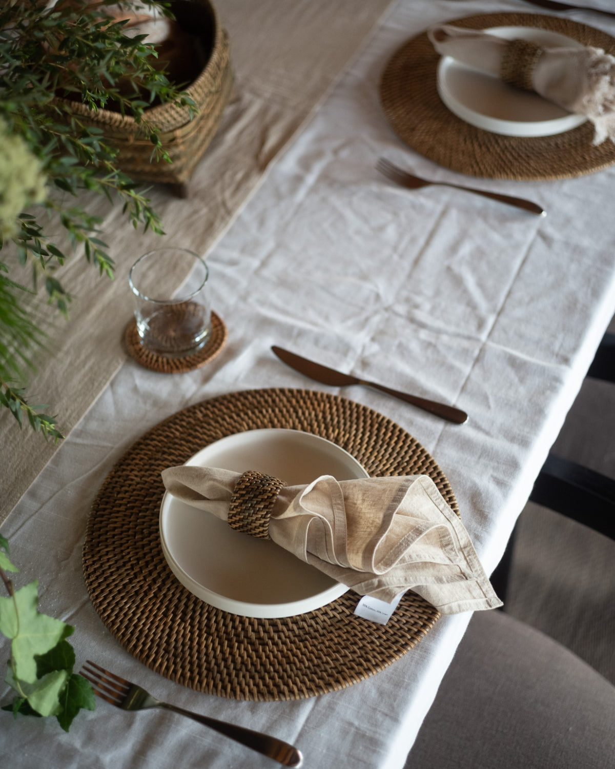 Talise Round Placemat Set of 2, handwoven rattan