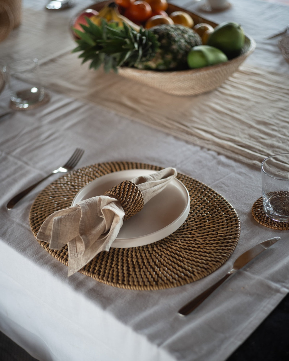 Talise Oval Placemat Set of 2, handwoven rattan