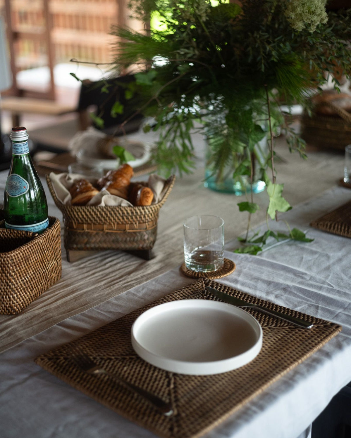 Scarcroft Square Basket, handwoven bamboo and rattan
