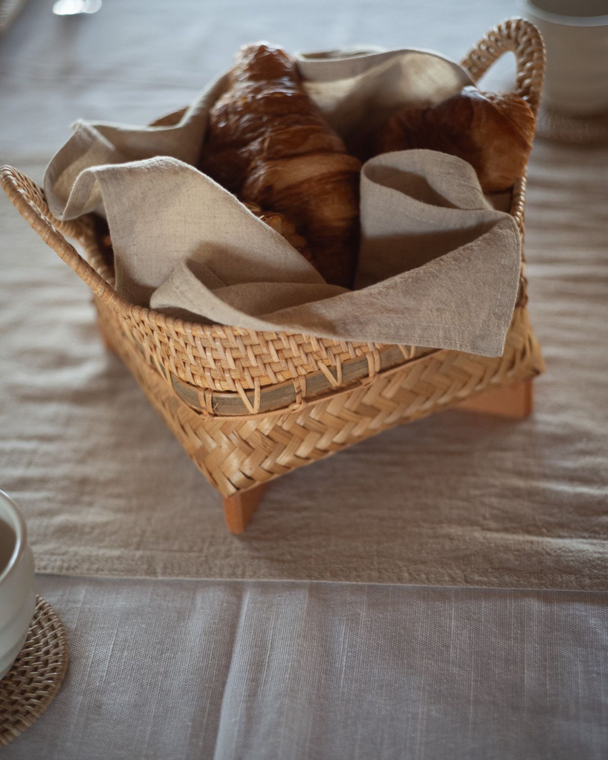 Scarcroft Square Basket in Natural, handwoven bamboo and rattan