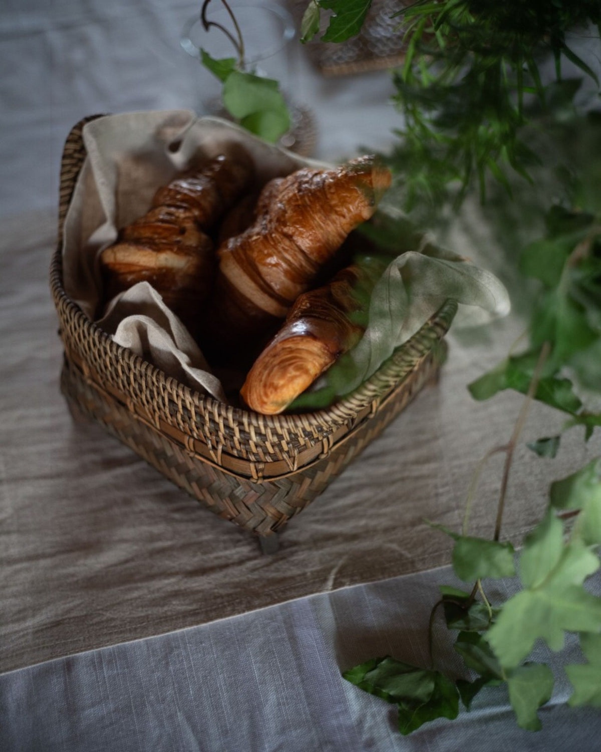 Scarcroft Square Basket in Dark Brown, handwoven bamboo and rattan