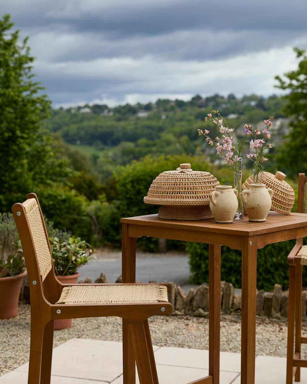 Marlow Cake Cover and Stand, handwoven rattan