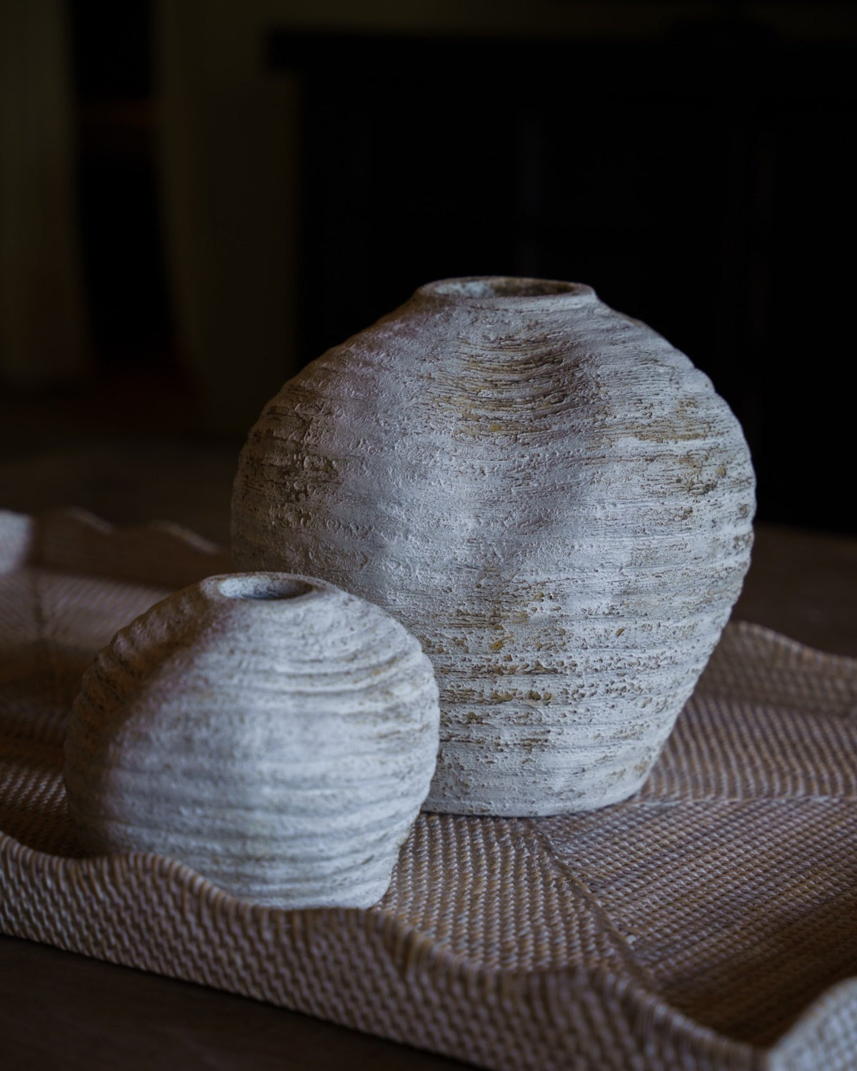 Riau White Decorative Vase, handmade terracotta