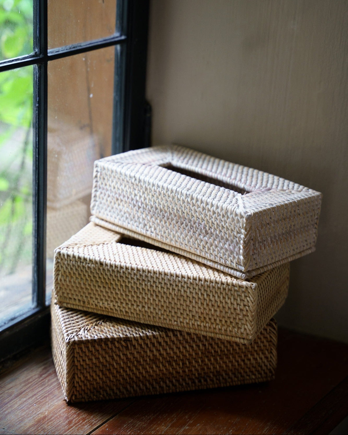 Talise Rectangular Tissue Box, handwoven rattan