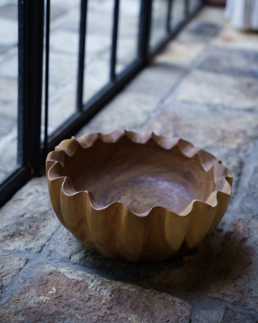 Suar Wood Scallop Bowl, carved by hand in Java