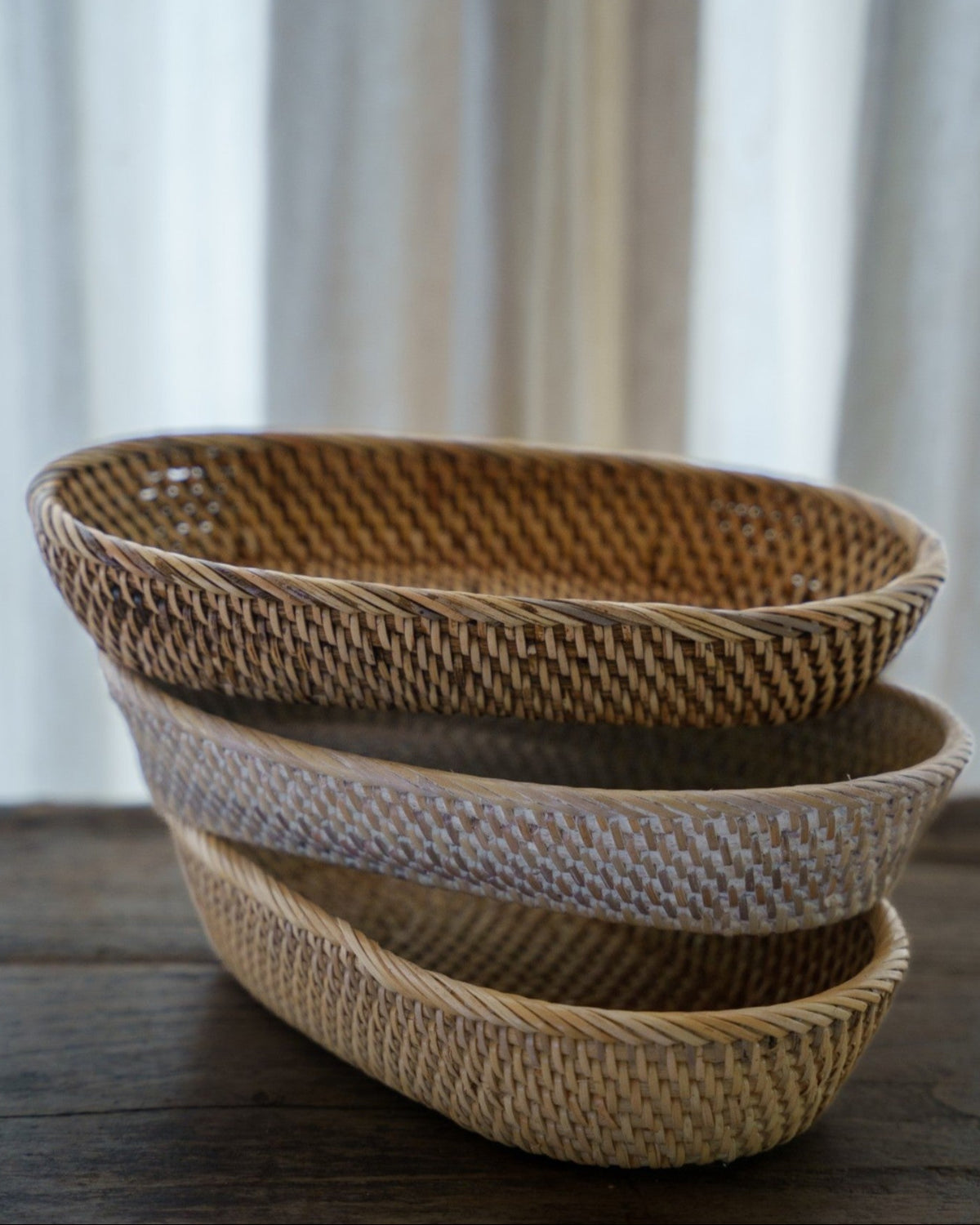 Talise Bread Basket, handwoven rattan