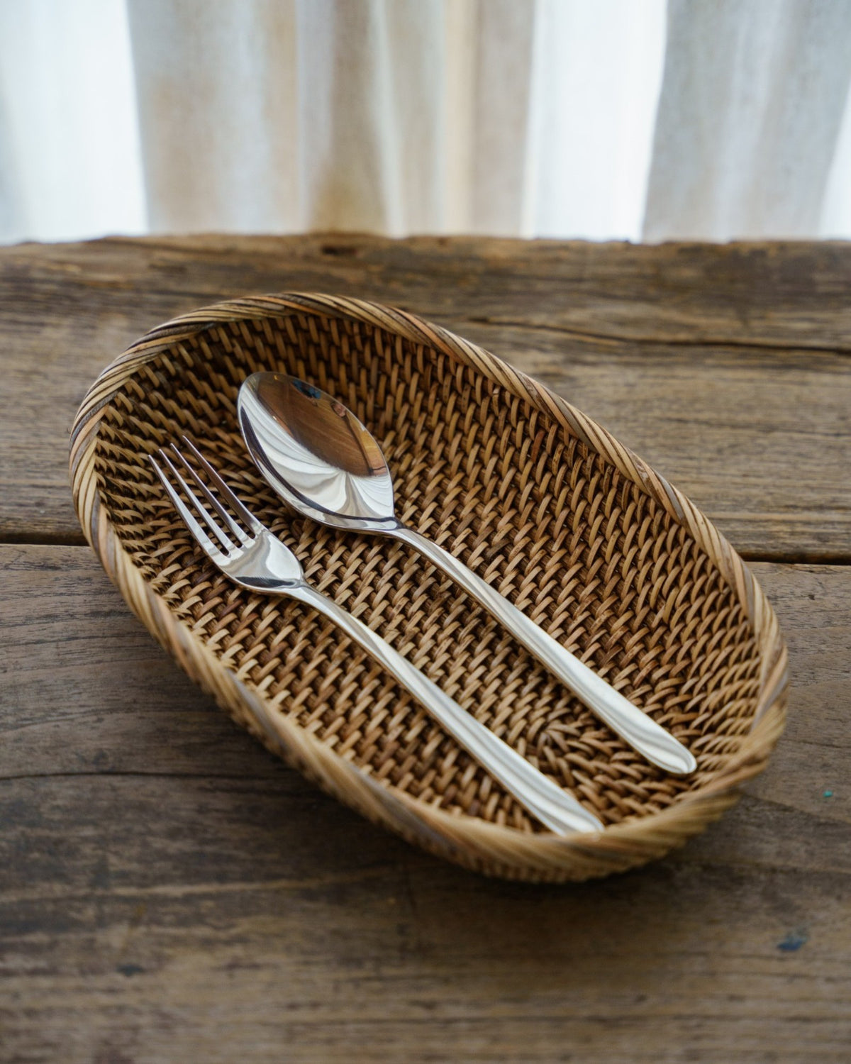 Talise Bread Basket in Dark Brown, handwoven rattan