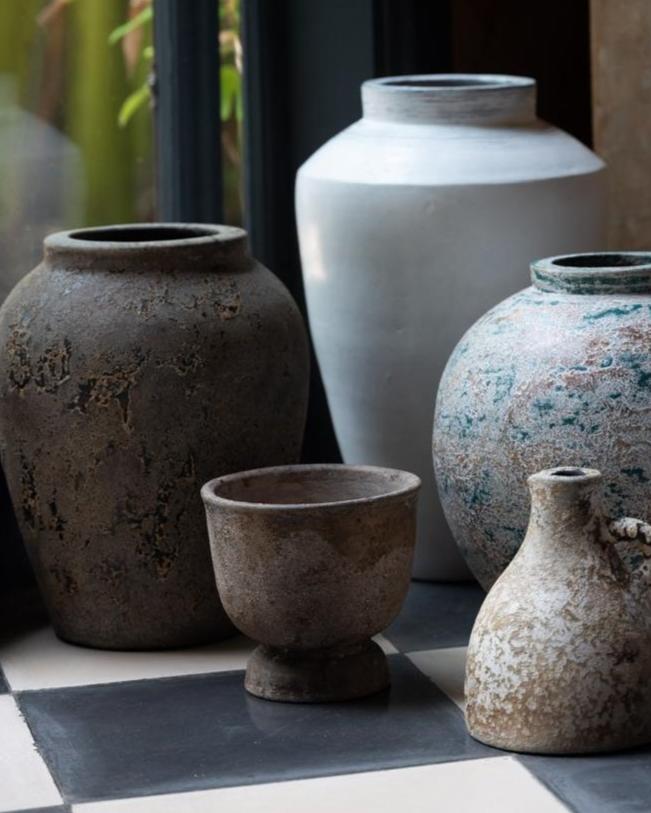 Sade Dark Brown Combination Vase, hay-fired terracotta
