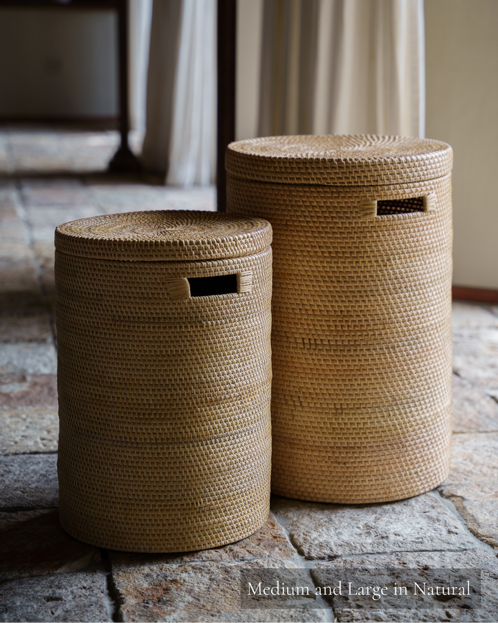 Talise Laundry Basket in Natural, handwoven rattan