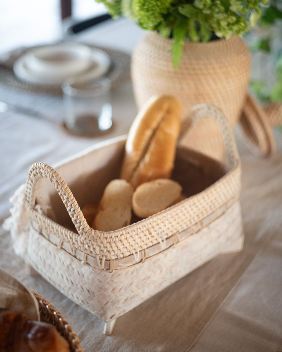 Scarcroft Rectangle Basket, handwoven bamboo and rattan